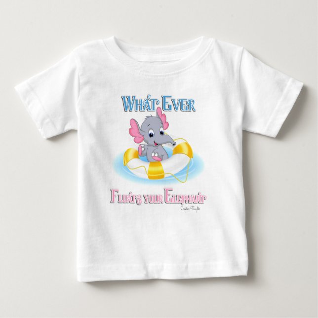 Camiseta Para Bebê O que flutuar no seu elefante 3 (Frente)
