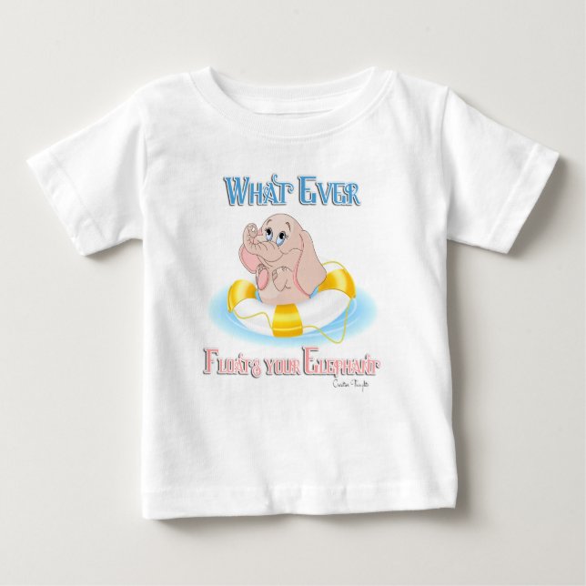 Camiseta Para Bebê O que flutuar no seu elefante 4 (Frente)