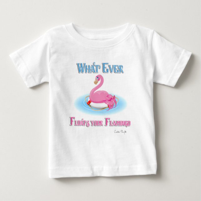 Camiseta Para Bebê O que flutuar no seu Flamingo 2 (Frente)