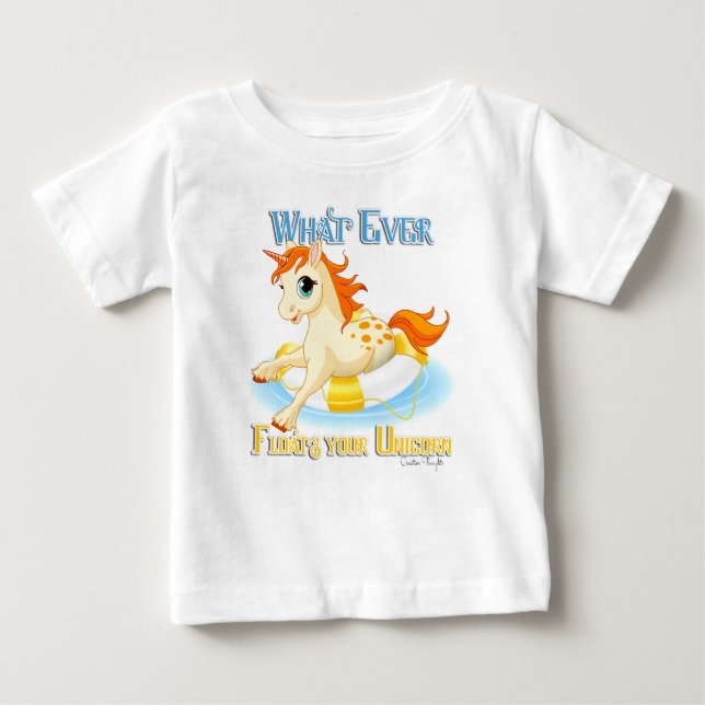 Camiseta Para Bebê O que flutuar no seu Unicórnio (Frente)