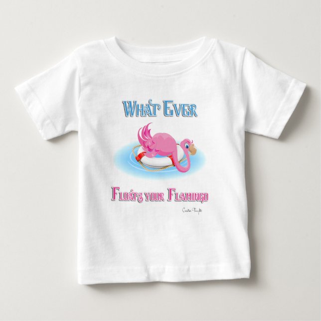 Camiseta Para Bebê O que flutuar seu Flamingo 3 (Frente)