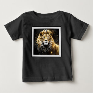 Camiseta Para Bebê O Rei: Leão Masculino Majestoso Dourado E Cinza,