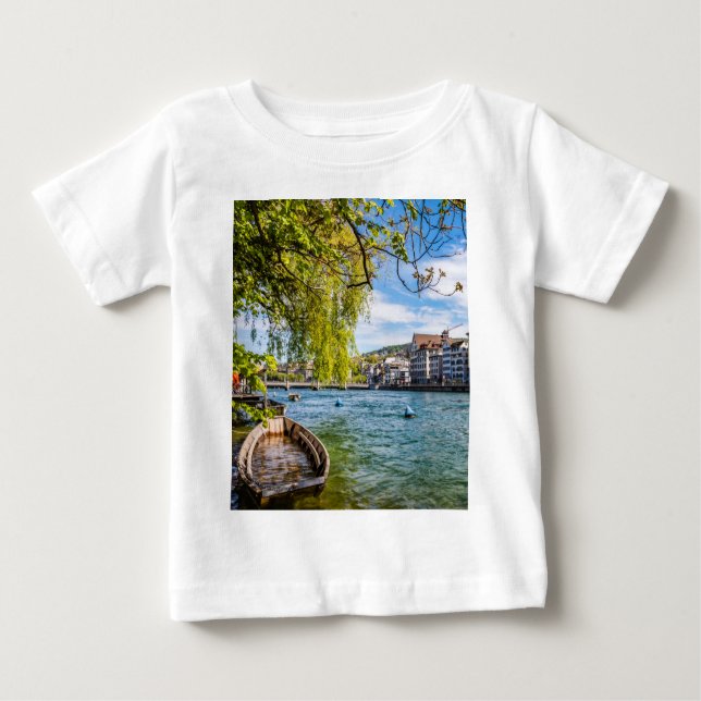 Camiseta Para Bebê O rio Limmat, Zurique (Frente)