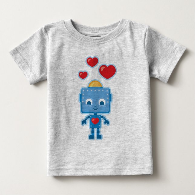 Camiseta Para Bebê O robô retro bonito personalizado caçoa o T (Frente)