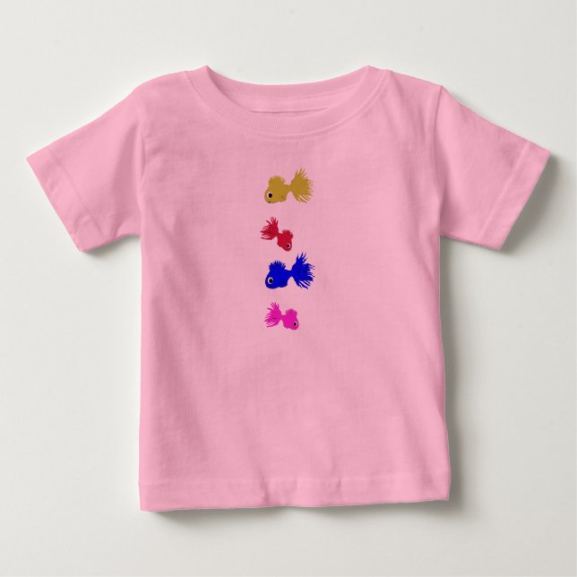 Camiseta Para Bebê O Romper do bebê pesca o rosa (Frente)