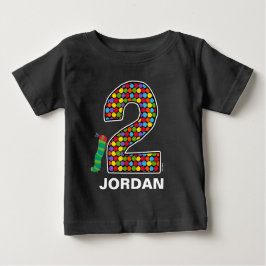 Camiseta Para Bebê O segundo aniversário Chalkboard de lagarta famint