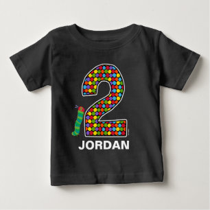 Camiseta Para Bebê O segundo aniversário Chalkboard de lagarta famint