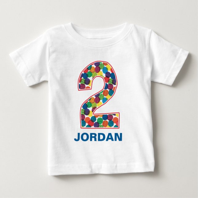 Camiseta Para Bebê O segundo aniversário da Bolinhas da lagarta, muit (Frente)