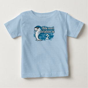Camiseta Para Bebê O segundo aniversário do miúdo este golfinho leg