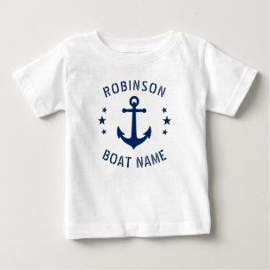 Camiseta Para Bebê O seu nome e âncora de impressão do barco são a