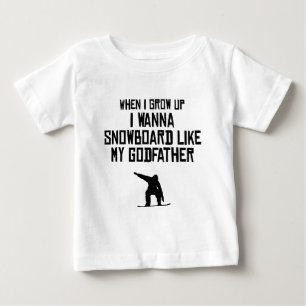 Camiseta Para Bebê O Snowboard gosta de meu padrinho