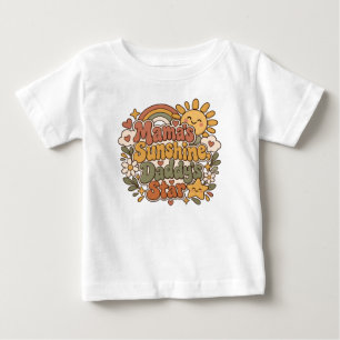 Camiseta Para Bebê O Sol da Mamãe, a Estrela do Papai, Bebê Fofo, Amo
