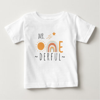 Camiseta Para Bebê O Sr. Onemagia Boho Rainbow Primeiro Aniversário