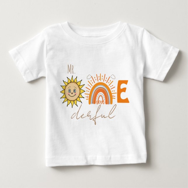 Camiseta Para Bebê O Sr. Onemagistral Rainbow e o Sun Party Baby 1rua (Frente)