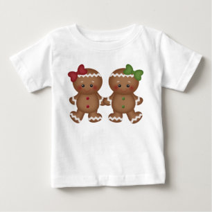 Camiseta Para Bebê O t-shirt do bebé do pão-de-espécie do Natal