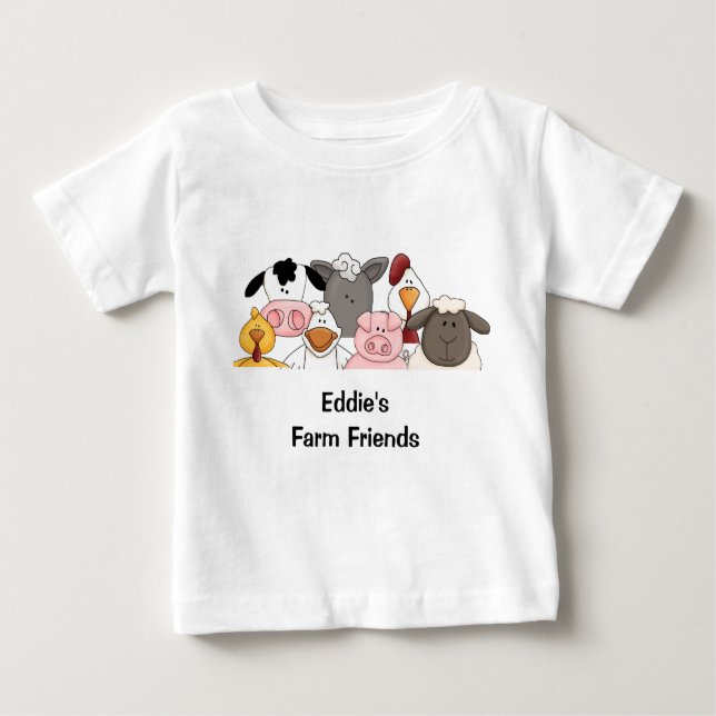 Camiseta Para Bebê O t-shirt do miúdo dos amigos da fazenda (Frente)