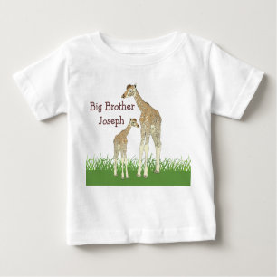 Camiseta Para Bebê O t-shirt do miúdo dos girafas do irmão