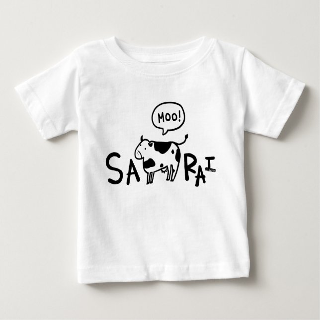 Camiseta Para Bebê O t-shirt do miúdo engraçado - samurai (Sa-MOO! - (Frente)