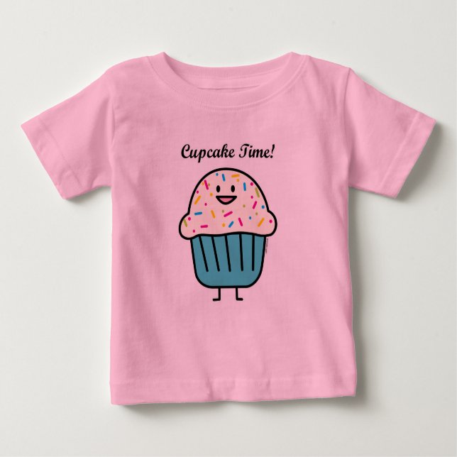 Camiseta Para Bebê O tempo do cupcake com polvilha o fundente doce da (Frente)