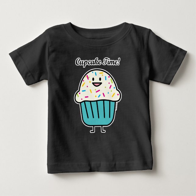 Camiseta Para Bebê O tempo do cupcake com polvilha o fundente doce da (Frente)