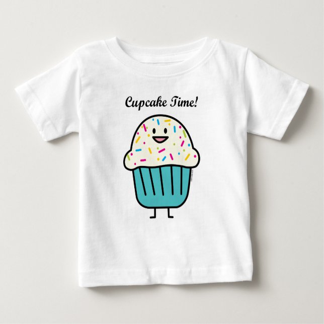 Camiseta Para Bebê O tempo do cupcake com polvilha o fundente doce da (Frente)