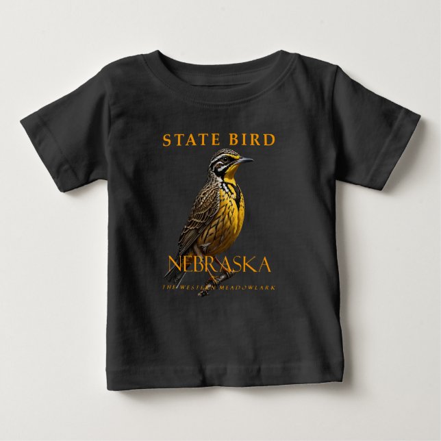 Camiseta Para Bebê O Território De Nebraska Pássaro Do Meadowlark Oci (Frente)