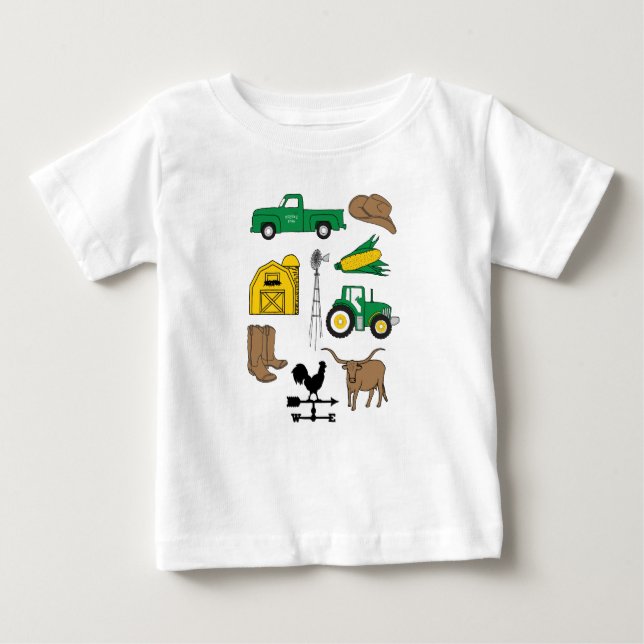 Camiseta Para Bebê O velho Macdonald tinha uma Fazenda Minha vida Faz (Frente)