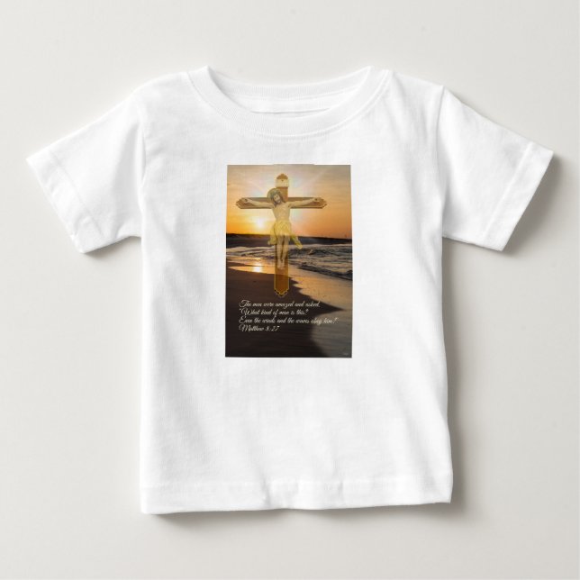 Camiseta Para Bebê O Vento e as Ondas lhe Obedecem (Frente)