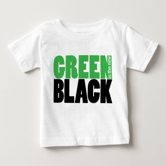 Camiseta Para Bebê O verde é o t-shirt infantil bonito preto novo (Frente)