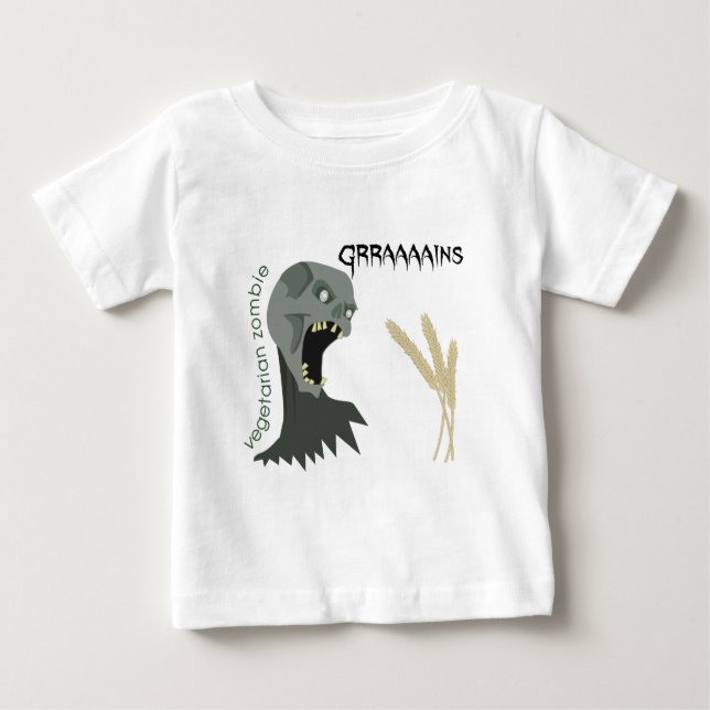 Camiseta Para Bebê O zombi do vegetariano quer Graaaains! (Frente)