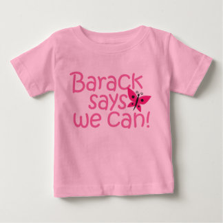 Camiseta Para Bebê Obama Kids - "Barack diz que podemos" para meninas
