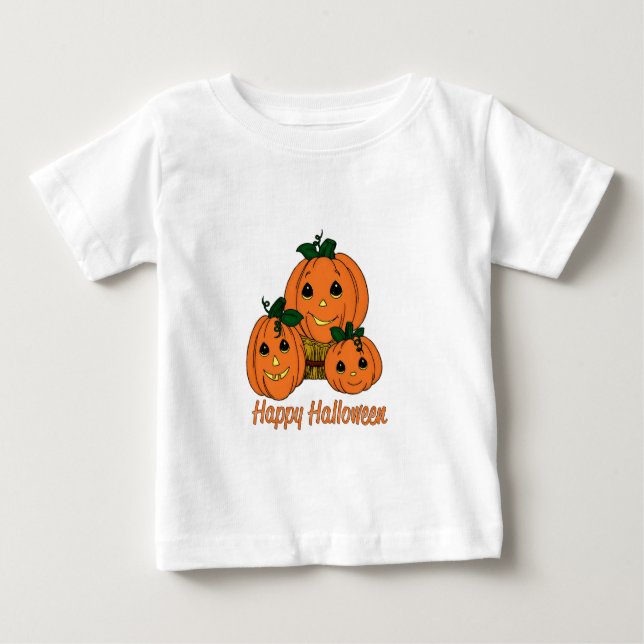 Camiseta Para Bebê Objectivas triplas felizes da abóbora do Dia das (Frente)