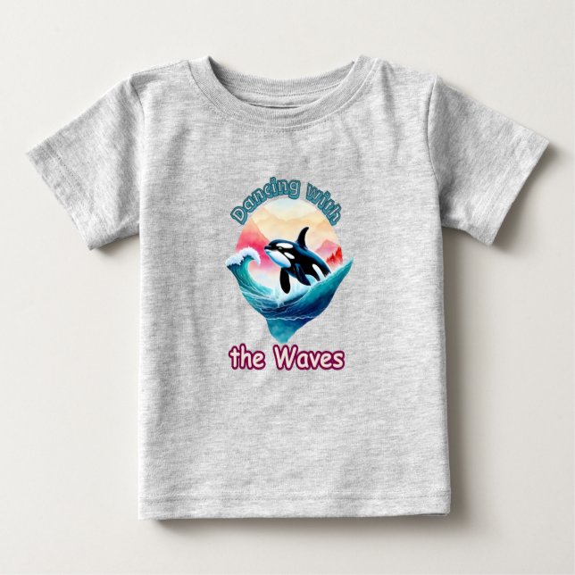 Camiseta Para Bebê Ocean Energy: Baleia Assassina em Aqua Salto (Frente)