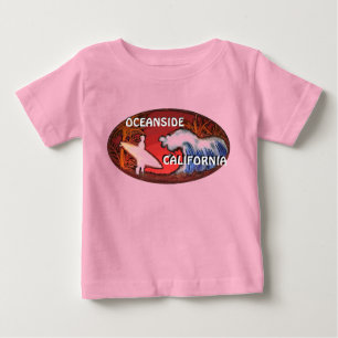 Camiseta Para Bebê Oceanside California surfer ondas de roupas para b