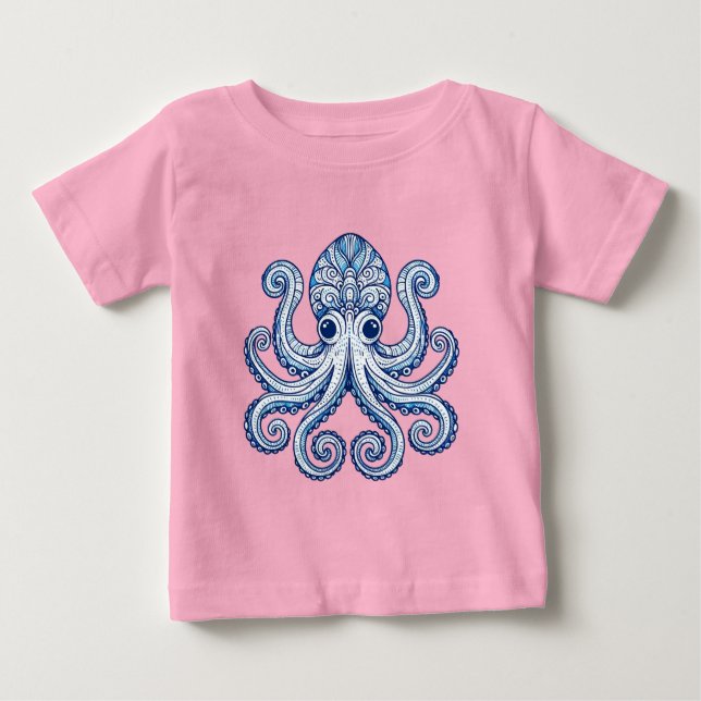 Camiseta Para Bebê Octopus (Frente)