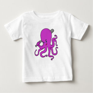 Camiseta Para Bebê Octopus Baseball Baco