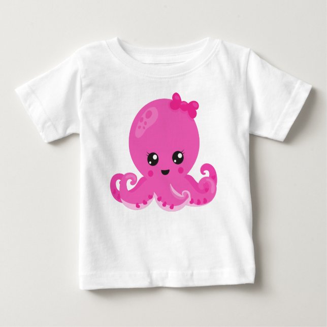 Camiseta Para Bebê Octopus Bonito, Octopus Pequeno, Octopus Bebês, Co (Frente)