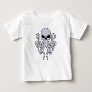 Camiseta Para Bebê Octopus com 8 Braços e Crânio
