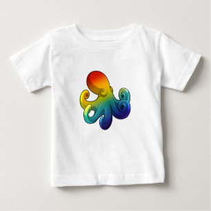 Camiseta Para Bebê Octopus com arco-íris