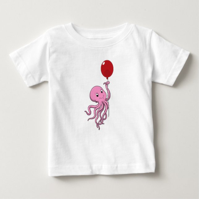 Camiseta Para Bebê Octopus com balão (Frente)