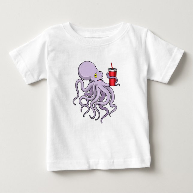 Camiseta Para Bebê Octopus com caneta de Bebendo (Frente)