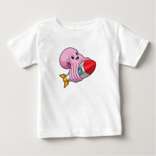 Camiseta Para Bebê Octopus com foguete