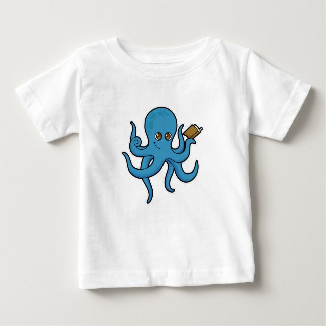 Camiseta Para Bebê Octopus com Livro (Frente)