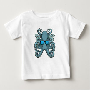 Camiseta Para Bebê Octopus com óculos de sol