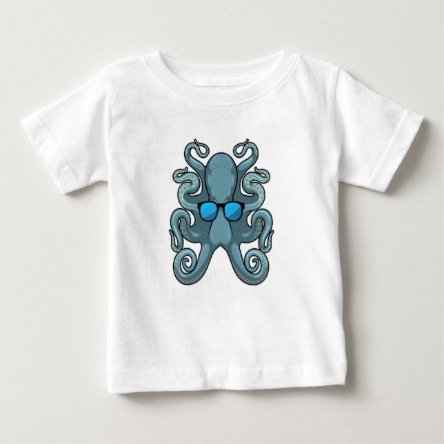 Camiseta Para Bebê Octopus com óculos de sol (Frente)