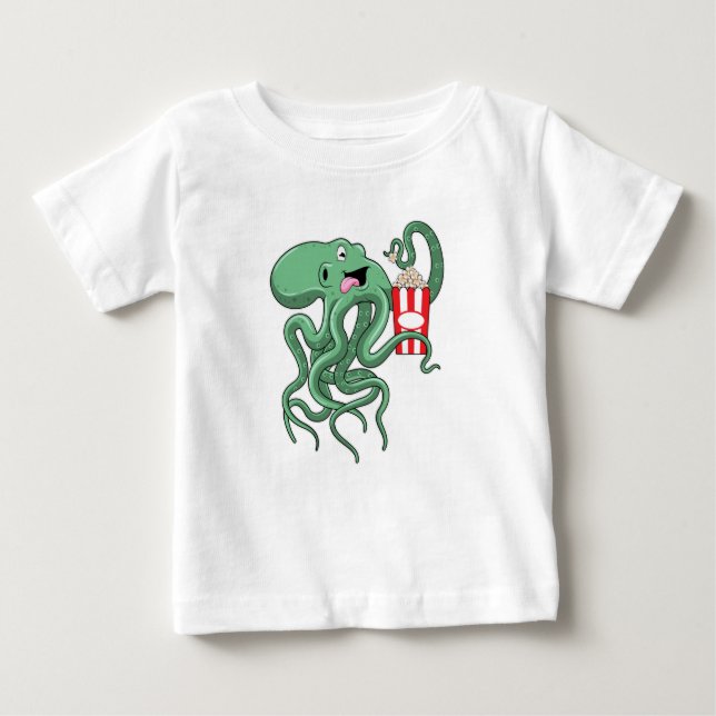 Camiseta Para Bebê Octopus com pipoca (Frente)