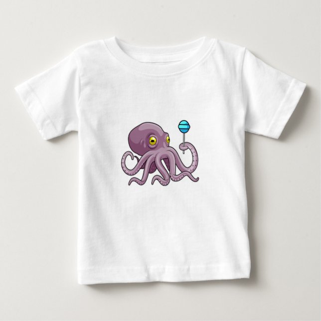 Camiseta Para Bebê Octopus com pirulito (Frente)