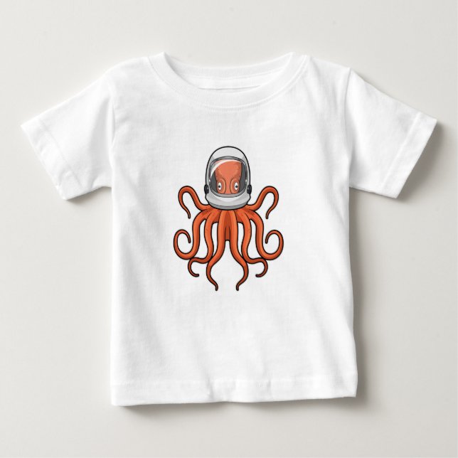 Camiseta Para Bebê Octopus como astronauta (Frente)