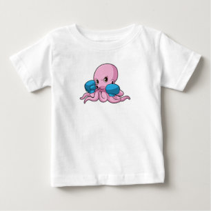 Camiseta Para Bebê Octopus como Boxer com luvas in a box