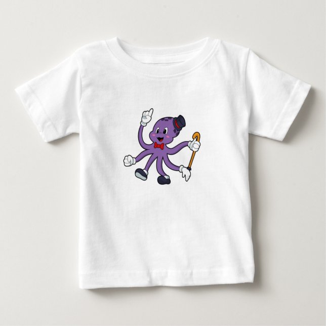 Camiseta Para Bebê Octopus como mágico com chapéu (Frente)